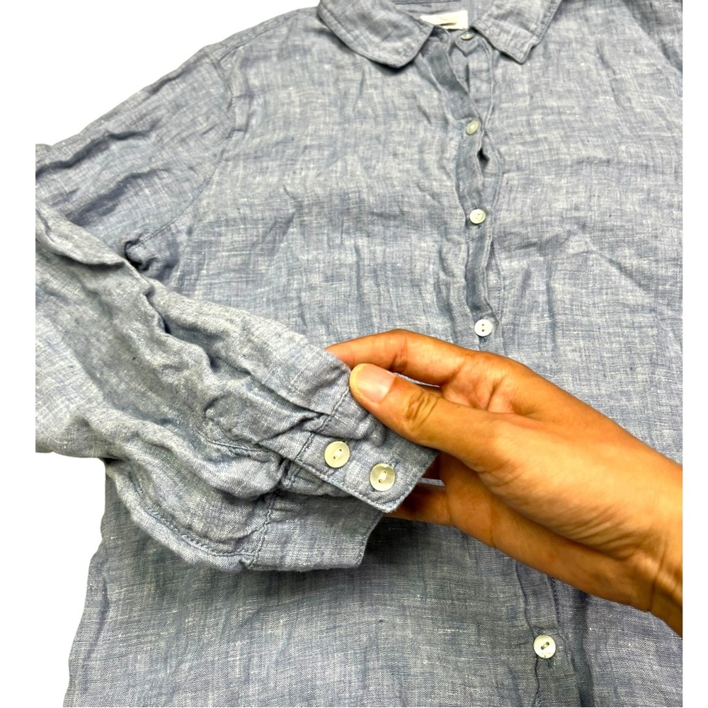 Sigrid Olsen Chambray Button Down Up Blouse Blue … - image 5